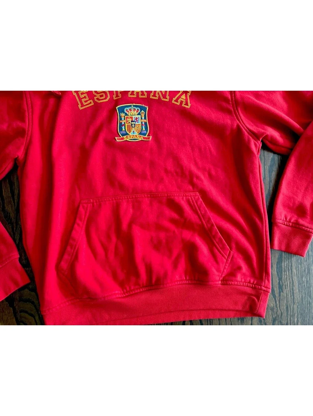 Spain España Soccer Hoodie Men’s L Red Embroidered Crest Pullover Futbol